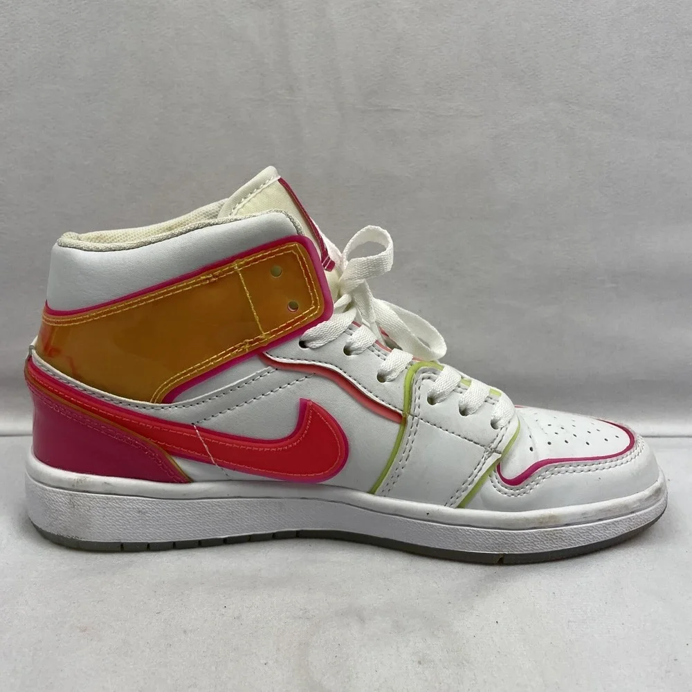 Nike Air Jordan 1 Size 6.5Y Mid GS Edge Glow White Pink Blast CV4611-100‎